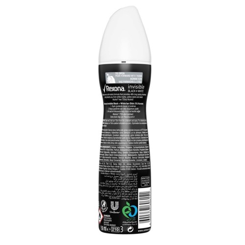 Rexona Deodorant Bayan Invisible Black White 150ml